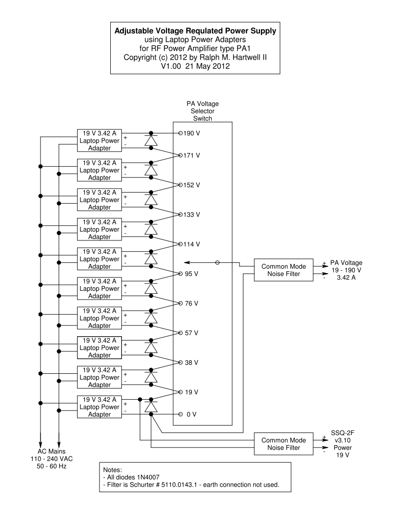 Circuit diagram of the power supply.